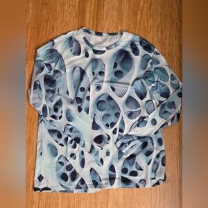 Abstract Blue and White Long Sleeve Shirt